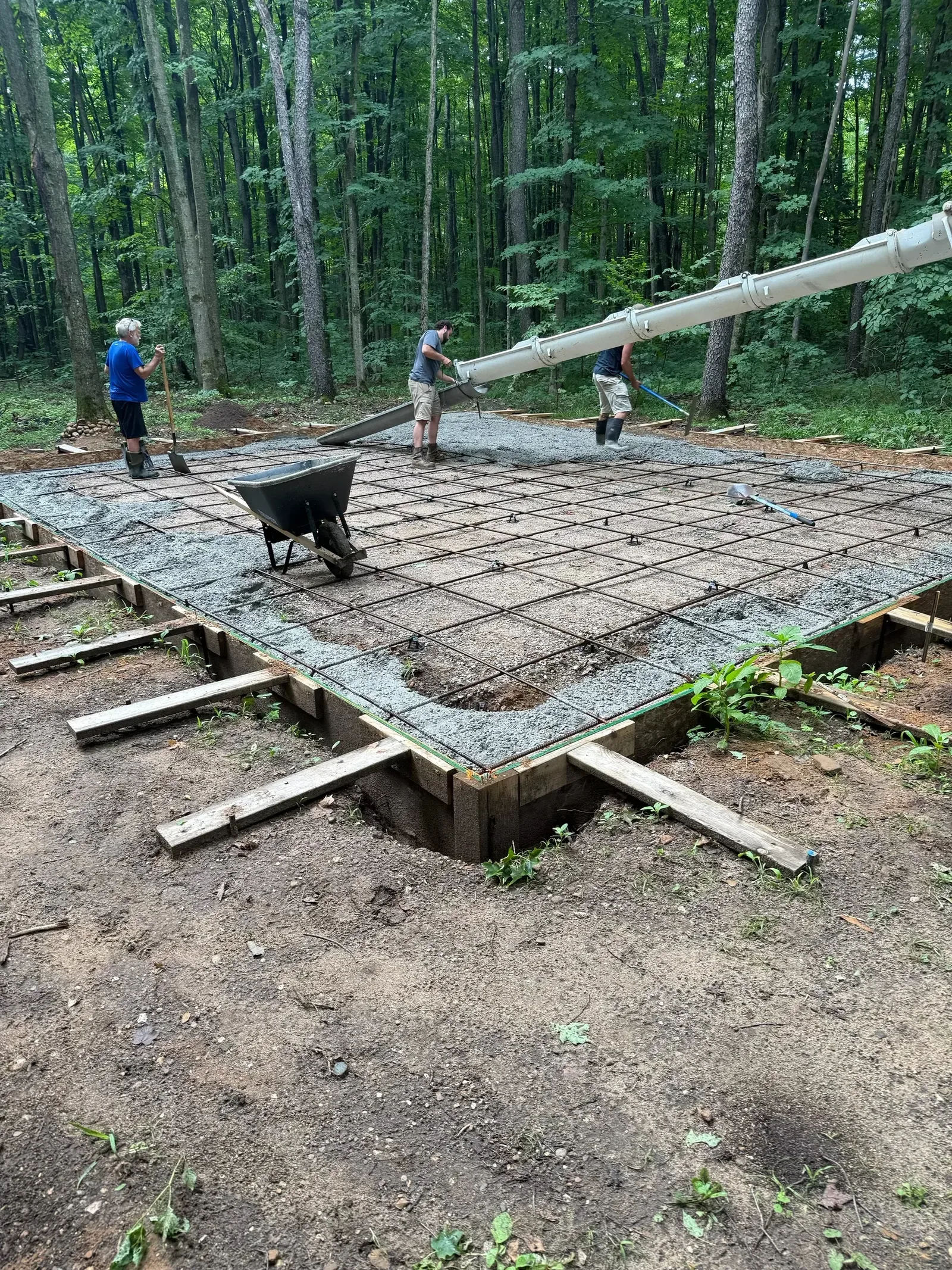 Rebar grid and formwork for a concrete slab pour